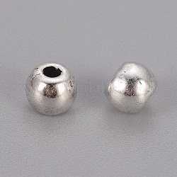 Perles de séparateur de style tibétain , sans plomb et sans cadmium, couleur argent antique, ronde, 5mm, Trou: 1mm