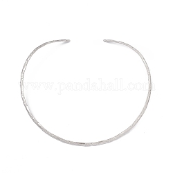 304 Halskette aus strukturiertem Edelstahldraht herstellen, starre Halsketten, minimalistisches Halsband, Manschettenkragen, Edelstahl Farbe, 0.4 cm, Innendurchmesser: 5-3/8 Zoll (13.78 cm)