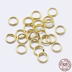 925 anillos redondos de plata esterlina, anillos de salto soldados, anillos de salto cerradas, dorado, 22 calibre, 5x0.6mm, diámetro interior: 3.5 mm