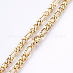 304 Stainless Steel Figaro Chain Necklaces, with Lobster Claw Clasps, Golden, 17.7 inch(45cm), 4.5x1.2mm, link: 6.5~10.5x4.5x1.2mm