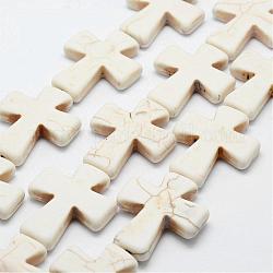 Synthetic Magnesite Bead Strands, Cross, 37x30.5x7mm, Hole: 1mm, about 11pcs/strand, 10strands/1000g, about 15 inch