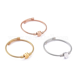 Kits de bracelets de manchette en 304 acier inoxydable, bracelets de couple, avec des perles de coeur, couleur mixte, 2 pouce (5.1 cm), 3 pièces / kit