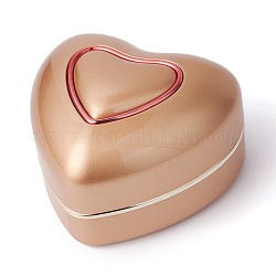 Cajas de anillo de joyería de plástico de corazón, con terciopelo, luz LED, y alambre de cobre, Perú, 6.6x7.15x4.8 cm