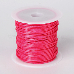 Waxed Polyester Cords, Deep Pink, 1mm, about 10m/roll