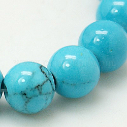 Natur Mashan Jade runde Perlen Stränge, gefärbt, Deep-Sky-blau, 6 mm, Bohrung: 1 mm, ca. 69 Stk. / Strang, 15.7 Zoll