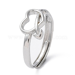 304 anello regolabile a cuore cavo in acciaio inossidabile, colore acciaio inossidabile, diametro interno: 17.8mm