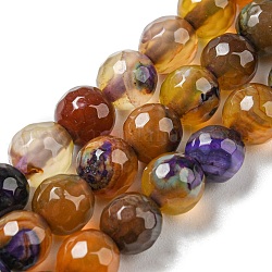 Chapelets de perles d'agate naturelle, teints et chauffée, ronde, facette, Sienna, 6mm, Trou: 1mm, Environ 62 pcs/chapelet, 14.57 pouce (37 cm)