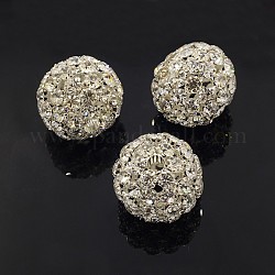 Abalorios de Diamante de imitación de latón, Grado A, redondo, color plateado, tamaño: aproximamente 30 mm de diámetro, agujero: 5 mm