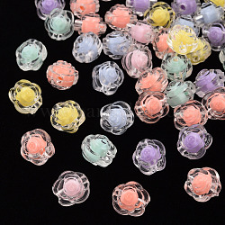 Transparente Acryl Perlen, Perle in Perlen, Blume, Mischfarbe, 11x11x11 mm, Bohrung: 2 mm, ca. 826 Stk. / 500 g