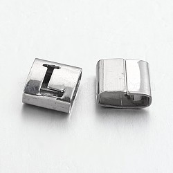 Letter Style 201 Stainless Steel Square Slide Charms, Letter.L, 9x8x4mm, Hole: 8x3mm