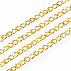 Brass Twisted Chains, Curb Chains, Soldered, with Spool, Golden, 3x2x0.45mm, about 328.08 Feet(100m)/roll