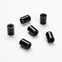 Cuentas de columna de ónix negro natural, teñido, 12x9mm, agujero: 5 mm