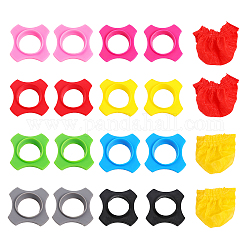 CHGCRAFT 16Pcs 8 Colors Silicone 4 Points Star Anti-Rolling Ring for Handheld Wireless Microphone, with 16Pcs Non-woven Cloth Disposable Microphone Sleeve, Mixed Color, 74x74x16mm, Inner Diameter: 39mm & 60x17x8mm