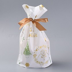 Kreative Elchgeschirrtasche für Weihnachten, Rechteck, weiß, Schneeflocke Muster, 22.3x15.1 cm, ca. 45~50 Stk. / Beutel