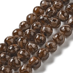 Нити бусин из пресноводных ракушек, со смолой, круглые, окрашенные, седло коричневый, 8 мм, отверстие : 1 мм, около 47~48 шт / нитка, 15.55~15.75 дюйм (39.5~40 см)