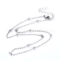 304 Edelstahl Kabelkette Halsketten, mit Hummerkrallenverschlüssen und Eisenkettenverlängerer, Edelstahl Farbe, 15.1 Zoll (38.5 cm)