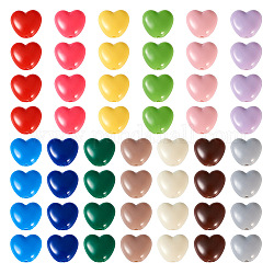 130 pz 13 colori perline acriliche opache, cuore, colore misto, 9x9.5x5.5mm, Foro: 1.5 mm, 10 pz / colore