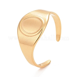 Chapado en iones (ip) 304 acero inoxidable ovalado grueso anillo de puño abierto para mujer, dorado, nosotros tamaño 8 1/2 (18.5 mm)