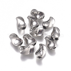 Perles en 304 acier inoxydable, torsion, couleur inoxydable, 10x6mm, Trou: 2mm