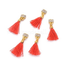 Alloy Glass Rhinestone Nail Art Decoration, with Tassel, Golden, Chinese knot, Red, Crystal, 24x6mm