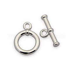 Brass Toggle Clasps, Nickel Free, Platinum, Bar: 17x7x2mm, Hole: 2mm, Ring: 17x12x2mm, Hole: 2mm