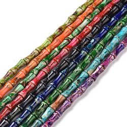 Натуральные имперские нитки из яшмы, окрашенные, бамбуковую палку, разноцветные, 12x5 мм, отверстие : 0.5 мм, около 34 шт / нитка, 15.94'' (40.5 см)