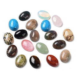 Cabochons en pierres gemmes, ovale, pierre mixte naturelle et synthétique, 18x13x5mm