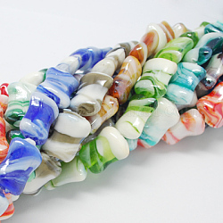 Handmade Lampwork Beads, Pearlized, Bone, Mixed Color, 20x16x9mm, Hole: 2mm
