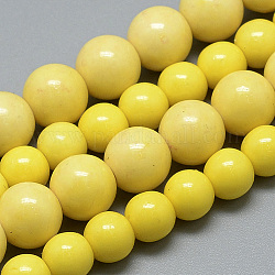 Synthetik Meer weißer Jade Perlen Stränge, gefärbt, Runde, Gelb, 10~11 mm, Bohrung: 1.5 mm, ca. 38 Stk. / Strang, 16.3 Zoll
