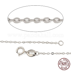 Collane in argento sterling rodiato, catene portacavi, con chiusure di anello di primavera, catena sottile, platino, 16 pollice, 1mm