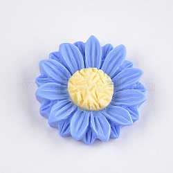 Resin Cabochons, Sunflower, Cornflower Blue, 24x7mm