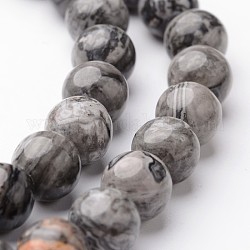 Chapelets de perles de carte pierre/en picasso pierre/en picasso jasper ronde naturel, 8mm, Trou: 1mm, Environ 47~48 pcs/chapelet, 15 pouce