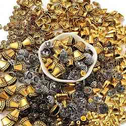 Tibetischen Stil Legierung Perlenkappen, Mischformen, Mischfarbe, 5~20x2~10 mm, Bohrung: 0.5 mm