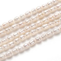 Brins de perles de culture d'eau douce naturelles de qualité aaa, riz, blanc, 5~6x4mm, Trou: 0.6mm, Environ 60 pcs/chapelet, 13.78 pouce (35 cm)