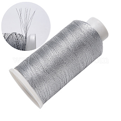 Fil métallique en nylon, fil à broder, 9 pli, couleur d'argent, 0.6mm, environ 492.12 yards (450 m)/rouleau