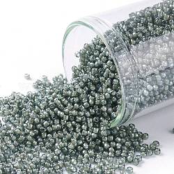 Toho runde Saatperlen, japanische Saatperlen, (371) Innenfarbe schwarzer Diamant / weiß gefüttert, 15/0, 1.5 mm, Bohrung: 0.7 mm, ca. 3000 Stk. / 10 g