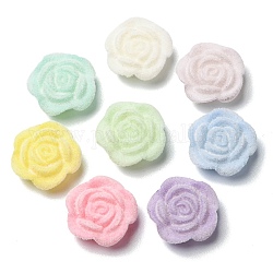 Flocking Resin Beads, Rose Flower Beads, Mixed Color, 18.5x19x7mm, Hole: 1.8mm