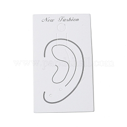 Tarjetas de presentación de aretes de papel con impresión de orejas, tarjetas de exhibición de joyas para aretes, Rectángulo, blanco, 7.2x4.2x0.04 cm, agujero: 6mm y 1.5 mm