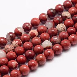 Chapelets de perles en jaspe rouge naturel, ronde, 10mm, Trou: 1mm, Environ 38 pcs/chapelet, 15.5 pouce