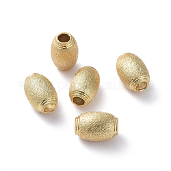 Textured Brass Beads, Long-Lasting Plated, Barrel, Real 18K Gold Plated, 11.3x8mm, Hole: 3.2mm