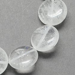 Fili di perline di cristallo di quarzo naturale con pietre preziose rotonde piatte, perle di cristallo di rocca, chiaro, 16x5mm, Foro: 1 mm, circa 25pcs/filo, 16.5 pollice