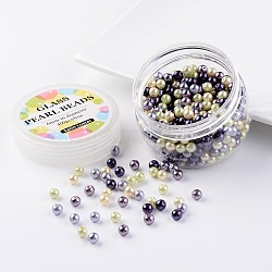 Set di perline di perle di vetro, mix giardino di lavanda, ecologico, tondo, tinto, colore misto, 6mm, Foro: 0.7~1.1 mm, circa 400 pz / scatola.