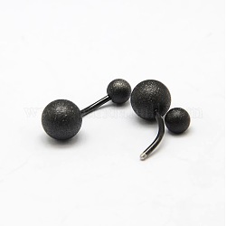 Textured 316L Stainless Steel Ball Belly Navel Rings Studs Body Piercing Jewelry, Gunmetal, 25mm, Pin: 1mm