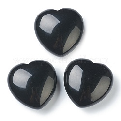 Coeur d'obsidienne naturelle pierre d'amour, pierre de palme de poche pour équilibrer le reiki, 44.5~45x45~46x20.5~21mm