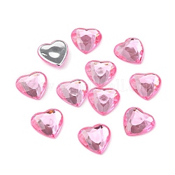 Cabuchones de diamante de imitación de acrílico de Taiwan imitación, la espalda plana y facetas, corazón, rosa perla, 16x16x3mm
