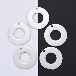 Colgantes de 304 acero inoxidable, pulido manual, estampar etiqueta en blanco, anillo circular, color acero inoxidable, 30x1.8mm, agujero: 1.6 mm