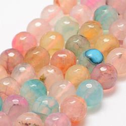 Facetas naturales venas de dragón ágata perlas hebras, redondo, teñido y climatizada, colorido, 10mm, agujero: 1.5 mm, aproximamente 38 pcs / cadena, 14 pulgada (35.6 cm)