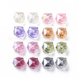 Transparent Acrylic Beads, Faceted, Rhombus, Mixed Color, 13x14x13.5mm, Hole: 2mm, about 346pcs/500g