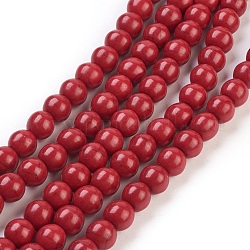Synthetic Turquoise Beads Strands, Dyed, Round, Crimson, 8mm, Hole: 1mm, about 50pcs/strand, 15.35 inch