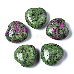 Rubino naturale in pietre curative al quarzo zoisite, pietre d'amore del cuore, pietre di palma tascabili per il bilanciamento del reiki, 29~30x30~31x12~15mm